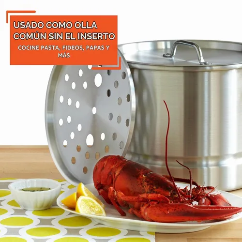 Vista 6 de IMUSA - Juego de vaporera de aluminio de dos piezas, 28Qt y 10Qt, plateado