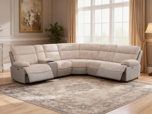 Vista 7 de Juego de sofá seccional reclinable eléctrico, sofá seccional en forma de L para sala de estar, asientos de cine en casa con panel de carga