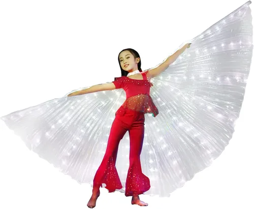Vista 8 de Ragyzity - Alas LED de Isis que se iluminan, alas brillantes y luminosas para disfraces de danza del vientre, alas de mariposa LED para Halloween