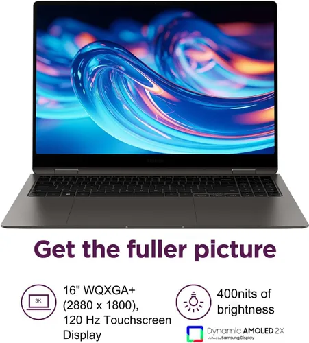 Vista 4 de Samsung Laptop Galaxy Book3 Pro 360 2 en 1 (pantalla táctil 3K de 16 pulgadas, Intel 12-Core i7-1360P, 16GB RAM, 512GB SSD, S Pen), AMOLED