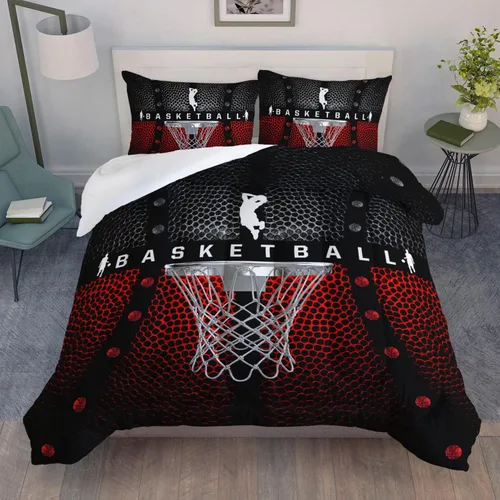 Vista 10 de AILONEN Juego de edredón de béisbol tamaño individual, juego de ropa de cama para niños, cama deportiva para niños en una bolsa, 1 juego de edredón