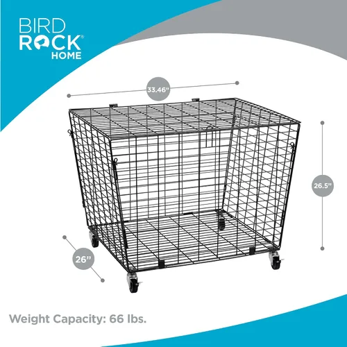 Vista 4 de BIRDROCK HOME Organizador de cesta de pelotas deportivas con ruedas y ruedas resistentes, ideal para baloncesto, fútbol, béisbol, armario