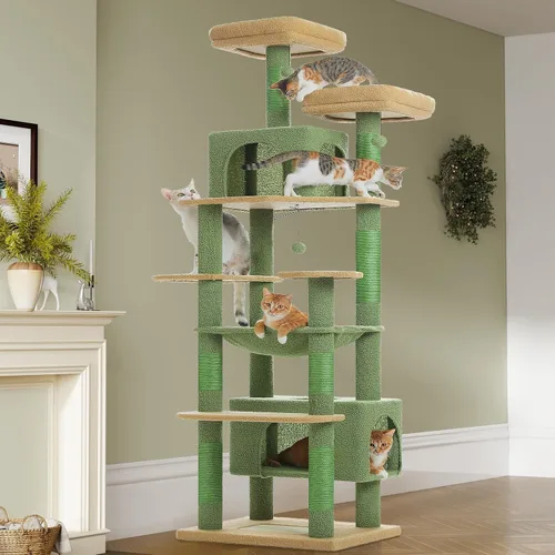 Vista 19 de PAWZ Road Árbol grande para gatos, torre para gatos de 72 pulgadas para gatos grandes, condominio para gatos con postes rascadores y almohadillas