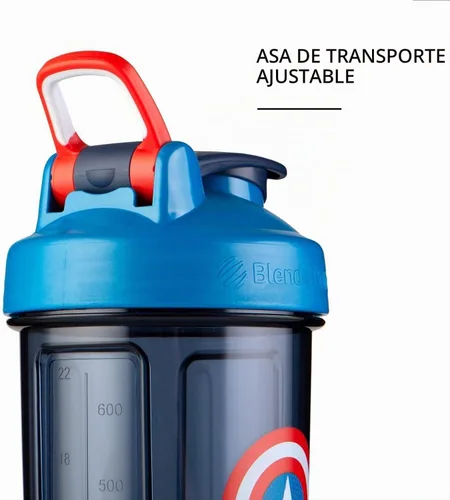 Vista 5 de BlenderBottle - Botella agitadora Pro Series Marvel perfecta para batidos de proteínas y preentrenamiento, 28 onzas, Capitán Marvel