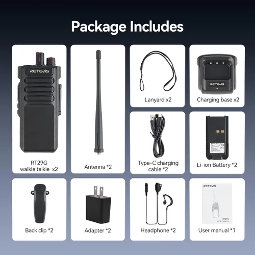 Vista 11 de Retevis Walkie Talkie RT29G Heavy Duty de largo alcance
