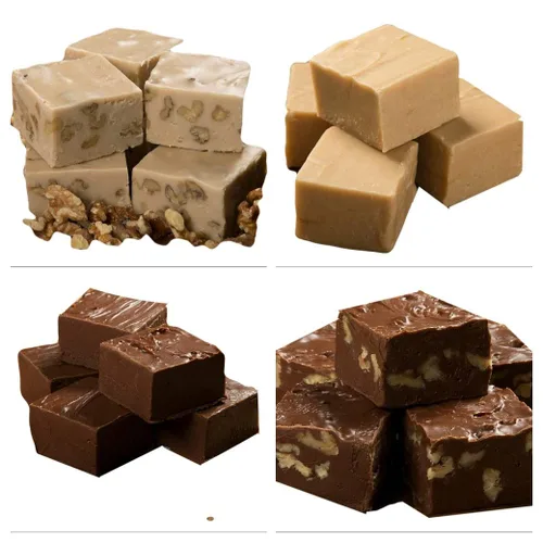 Vista 7 de Fudge de chocolate con caramelo y pecanas de Betsy's Fancy Fudge, 1 libra en 4 piezas envueltas, sin gluten, ideal para regalos, hecho a mano