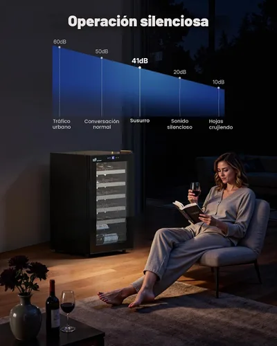 Vista 6 de Upstreman Refrigerador de vino de 24 botellas, puerta de cristal