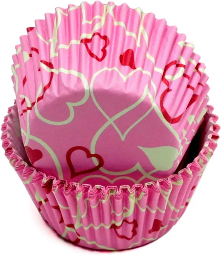 Vista 4 de Chef Craft Juego de forro para cupcakes de San Valentín, 100 unidades, rojo/rosa