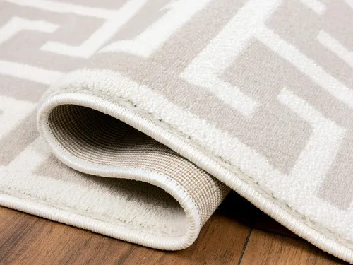 Vista 8 de Abani Arto Collection - Alfombra contemporánea con patrón de clave griega moderna en 3D, color beige y blanco, 4 x 6 pies, diseño geométrico meandro