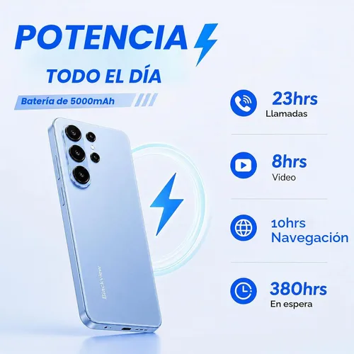 Vista 11 de Blackview Wave 10 Teléfono celular desbloqueado, Smartphones para T-Mobile Android 16, 6.88 pulgadas, 120 Hz, 32 GB + 128 GB, 1 TB expandible, 32