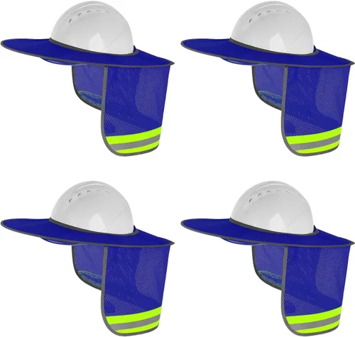 Vista 10 de 4 paquetes de protector solar para casco duro - Visera completa de malla con protección para el cuello y tira reflectante para accesorios de casco