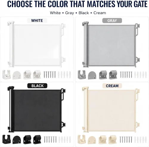 Vista 7 de SPACEANY Kit de piezas de repuesto retráctil para puerta de bebé, accesorios oficiales para puertas de seguridad SPACEANY - Incluye montaje de Blanco