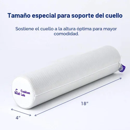Vista 5 de C CUSHION LAB Almohada Cilíndrica para Alivio del Cuello - Espuma Viscoelástica Extra Densa Cilindro Redondo Refuerzo para Soporte Cervical