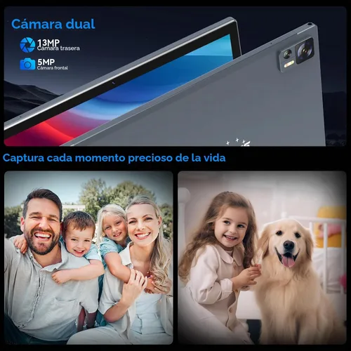 Vista 6 de Tableta Android de 10.1 pulgadas, procesador Octa-Core 2026 con almacenamiento de 64 GB, tableta WiFi 6, cámara dual de 13 MP+5MP, tableta 2 en 1