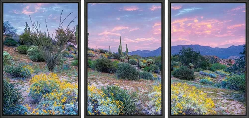 Vista 89 de wall26 Lienzo enmarcado para pared, juego de arte de fila de palmeras de California y cielo azul, naturaleza, vida silvestre, fotografía, realismo
