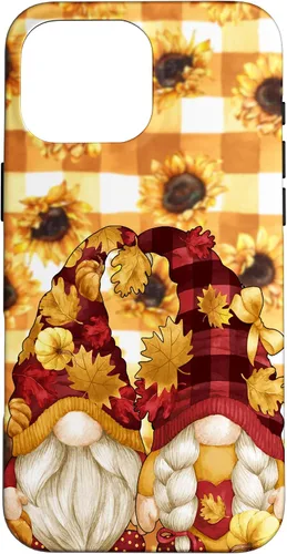 Vista 19 de iPhone 16 Autumn Fall Gnome Pumpkin Buffalo Plaid Pattern Sunflower Case