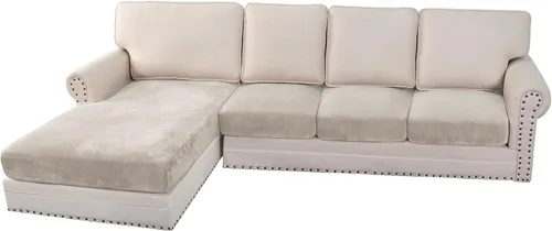 Vista 138 de H.VERSAILTEX Funda de cojín elástica de terciopelo para sofá, funda de cojín de felpa para cojines de silla, protector de muebles, cojín de asiento