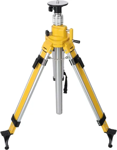 Vista 9 de Trípode de topografía, trípode de levantamiento de aluminio con abrazadera rápida de cabeza plana de 11 roscas de 5/8 pulgadas para estación total