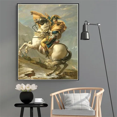 Vista 2 de Pintura por números para adultos Napoleón cruzando los Alpes en el paso de San Bernardo, Th May Pintura por Jacques Louis David DIY Pintura al óleo