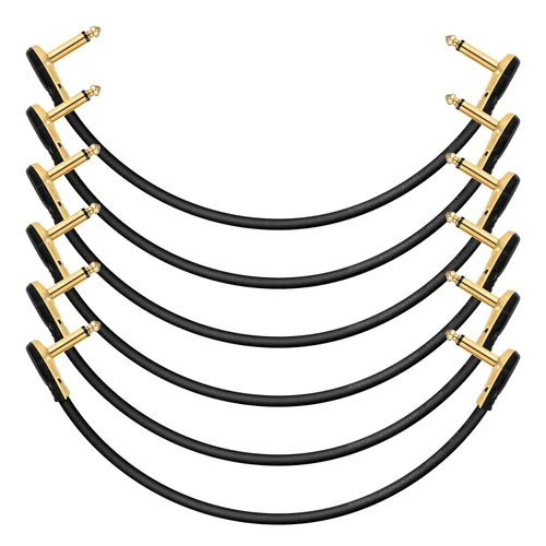 Vista 7 de Donner, cable profesionales para pedales e instrumentos, para guitarra, bajo y pedales de efecto, 1/4 in. Cables para pedalboard, ángulo recto, 15 cm