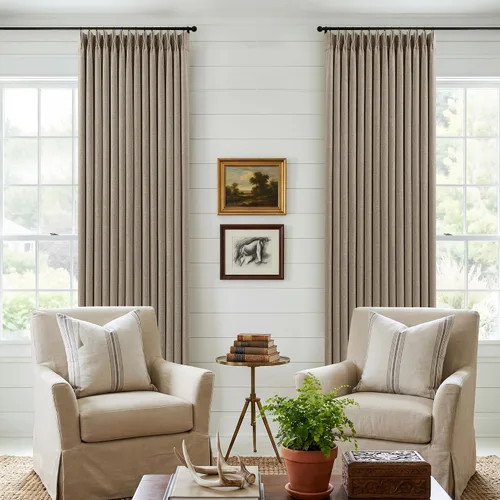 Vista 18 de Juego de 2 paneles de cortinas plisadas negras de 80 pulgadas para sala de estar, cortinas plisadas de lino con forro de 80 pulgadas de largo, 100%