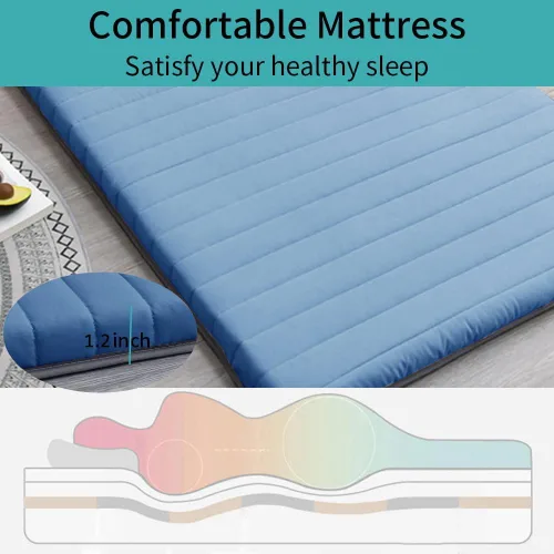 Vista 3 de Colchón de futón japonés de alto soporte, colchón de futón portátil, almohadilla para dormir adecuada para adultos y niños, estera plegable