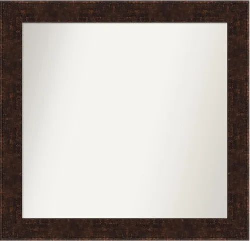 Vista 165 de Amanti Art Espejo de baño de bronce para sobre fregadero, 24 x 24 pulgadas, espejo de tocador cuadrado estrecho de bronce Manhattan, marco de madera