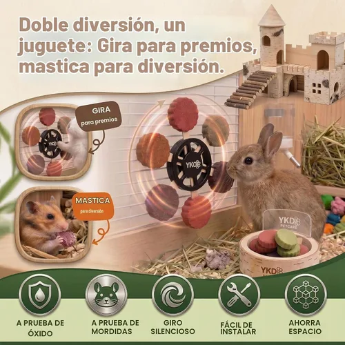 Vista 2 de YKD Juguetes masticables Chinchilla, juguetes giratorios giratorios + 12 Negro - Juguete de aleación de aluminio