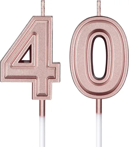 Vista 9 de Frienda Velas de cumpleaños número 40, velas del número 40, decoración de pastel de feliz cumpleaños para hombres y mujeres, aniversario, fiesta