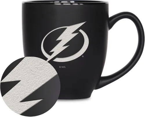Vista 40 de Rico Industries NHL Hockey - Taza bistró de cerámica negra mate de 15 onzas