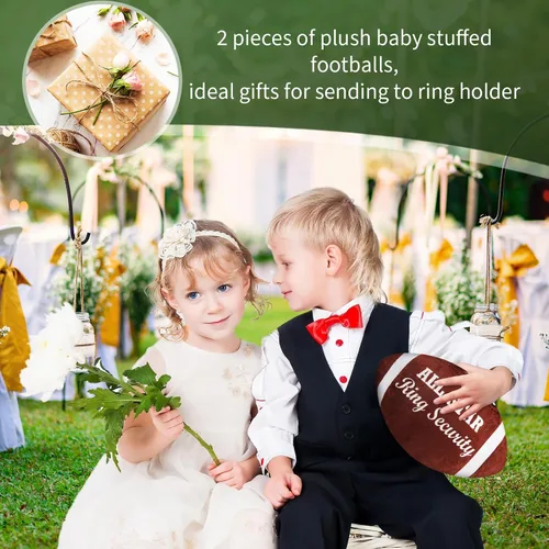 Vista 5 de Deekin 2 piezas de 12 pulgadas All Star Ring Bearer Football Plush Baby Football Stuffed Fluffy Toddler Thank You Regalo de boda para niños y niñas