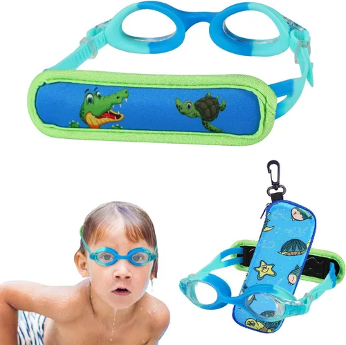 Vista 12 de Gafas de natación para niños de 2 a 6 años, gafas para niños sin jalar el cabello, gafas para niños con banda para la cabeza acolchada