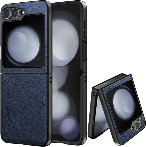 Vista 104 de X-level Funda para Samsung Galaxy Z Flip 6, delgada funda delgada de piel sintética para teléfono, TPU suave, a prueba de golpes, protección Negro