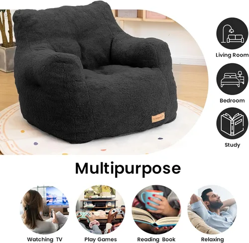 Vista 7 de Cvortll Puf con relleno, sofá puff con relleno suave acolchado, sofá esponjoso y perezoso, cómodas y acogedoras sillas de puf con espuma