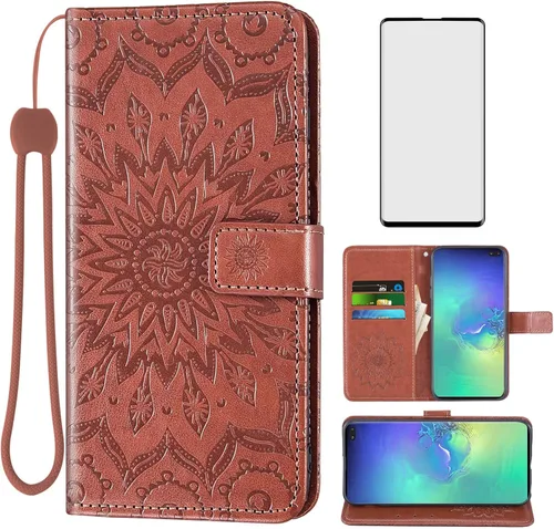 Vista 13 de Asuwish Funda de teléfono para Samsung Galaxy S10 Plus con protector de pantalla de vidrio templado, funda delgada de cuero, soporte para tarjetas