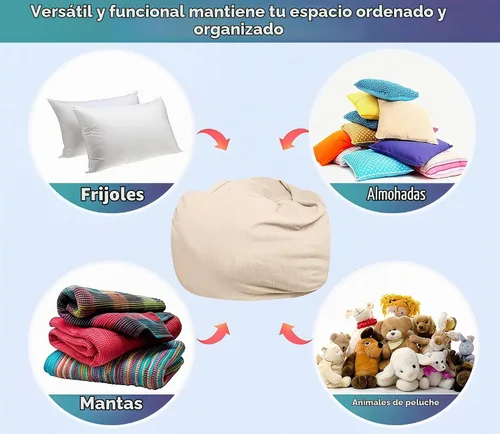 Vista 7 de Funda para silla de almacenamiento de puf de animales de peluche (sin relleno), suave, lavable, rellenable, extraíble, organizador de felpa de alta