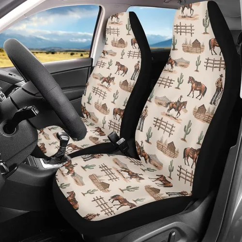 Vista 14 de LedBack Fundas universales de asiento de coche solo para asientos delanteros, bandera estadounidense, ciervos, 2 piezas, protector elástico