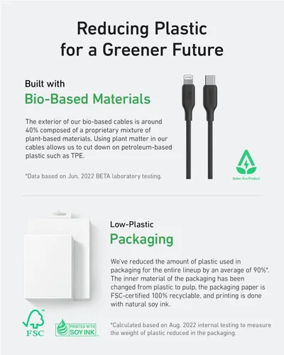Vista 3 de Anker Cable USB C a Lightning [2 unidades de 6 pies], certificado MFi, cable de carga de base biológica, para iPhone serie 14 y más (USB 2.0, negro)