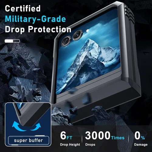 Vista 5 de Janmitta Compatible con Funda para Moto Razr 2024/2025, Funda para Razr+ Plus 2024/2025 con Cordón + Protección de Bisagra + Soporte de Anillo