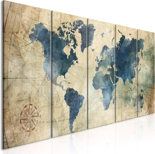Vista 12 de artgeist Lienzo decorativo para pared, mapa del mundo, 40 x 16 pulgadas, 5 unidades, decoración del hogar, enmarcado, estirado, foto, pintura