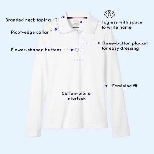 Vista 3 de French Toast Little Girls 'bebé LS ajustado Polo de punto con Picot collar