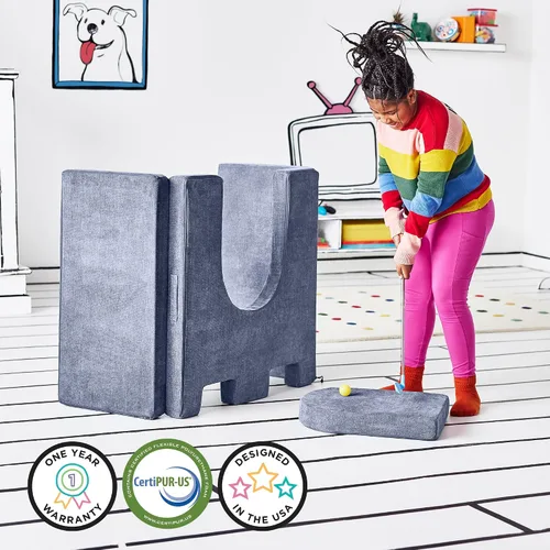 Vista 6 de Yourigami Castillo de Juego para Niños y Niños Pequeños, Juego de Complementos de Sofá para Sala de Juegos, Diseño Modular Duradero, Blue Lagoon