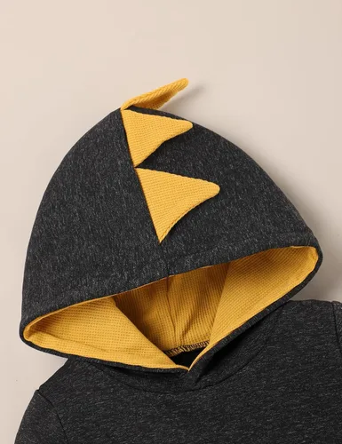 Vista 5 de FoWear Ropa de bebé niño para otoño e invierno, sudadera con capucha de manga larga y pantalones, 2 piezas