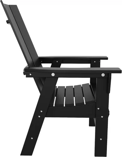 Vista 8 de WestinTrends Ashore Outdoor Patio HDPE Plastic Modern Adirondack Silla de comedor negra
