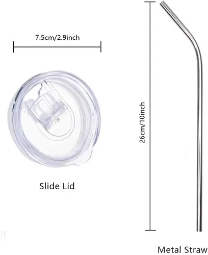 Vista 4 de PYD Life Paquete de 10 Vasos Tumblers de Sublimación a Granel en Blanco de 20 OZ Delgados Blancos de Acero Inoxidable con Pajita y Tapa para Taza