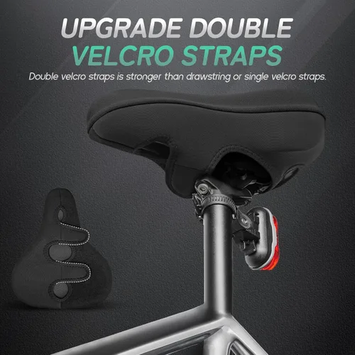 Vista 4 de MEENCOOL Bike Seat Cushion - Gel Padded Bike Seat Cover for Men Women Comfort, Adjustable Velcro Secure Bicycle Seat Cushion Compatible with