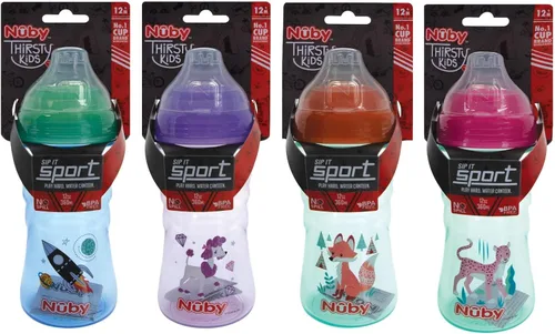 Vista 10 de Nuby No Spill Printed Thirsty Kids - Vaso deportivo antiderrames con boquilla suave y tapa, 12 onzas, más de 12 meses, paquete individual de 1