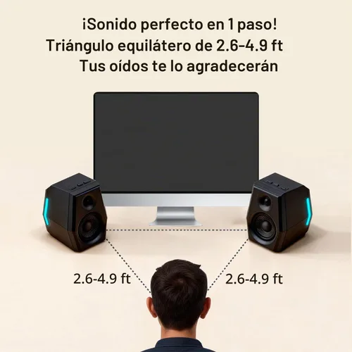 Vista 9 de Sanyun SW209 - Altavoces para juegos de PC de 36 W con DAC USB de 24 bits, Bluetooth 5.2 y entradas auxiliares, 3 modos de sonido EQ, altavoces
