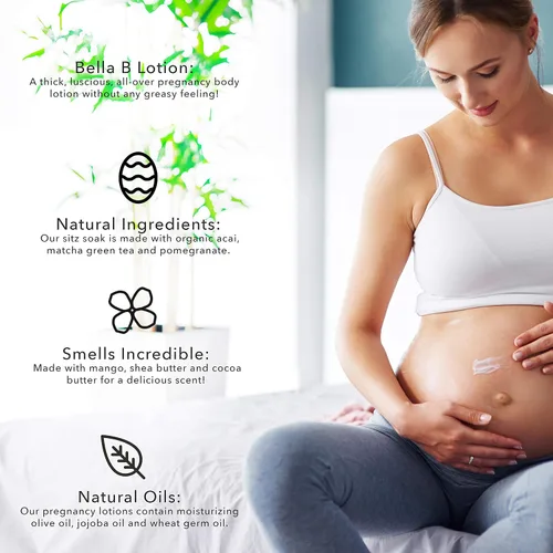 Vista 4 de BELLA B Silk & Honey - Loción hidratante segura para el embarazo, hecha con ingredientes naturales, uso dos veces al día para una piel húmeda y suave