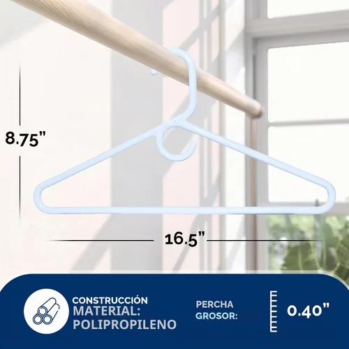 Vista 3 de Perchas de plástico súper resistentes, fabricadas en Estados Unidos, colgador blanco súper pesado, paquete de 24